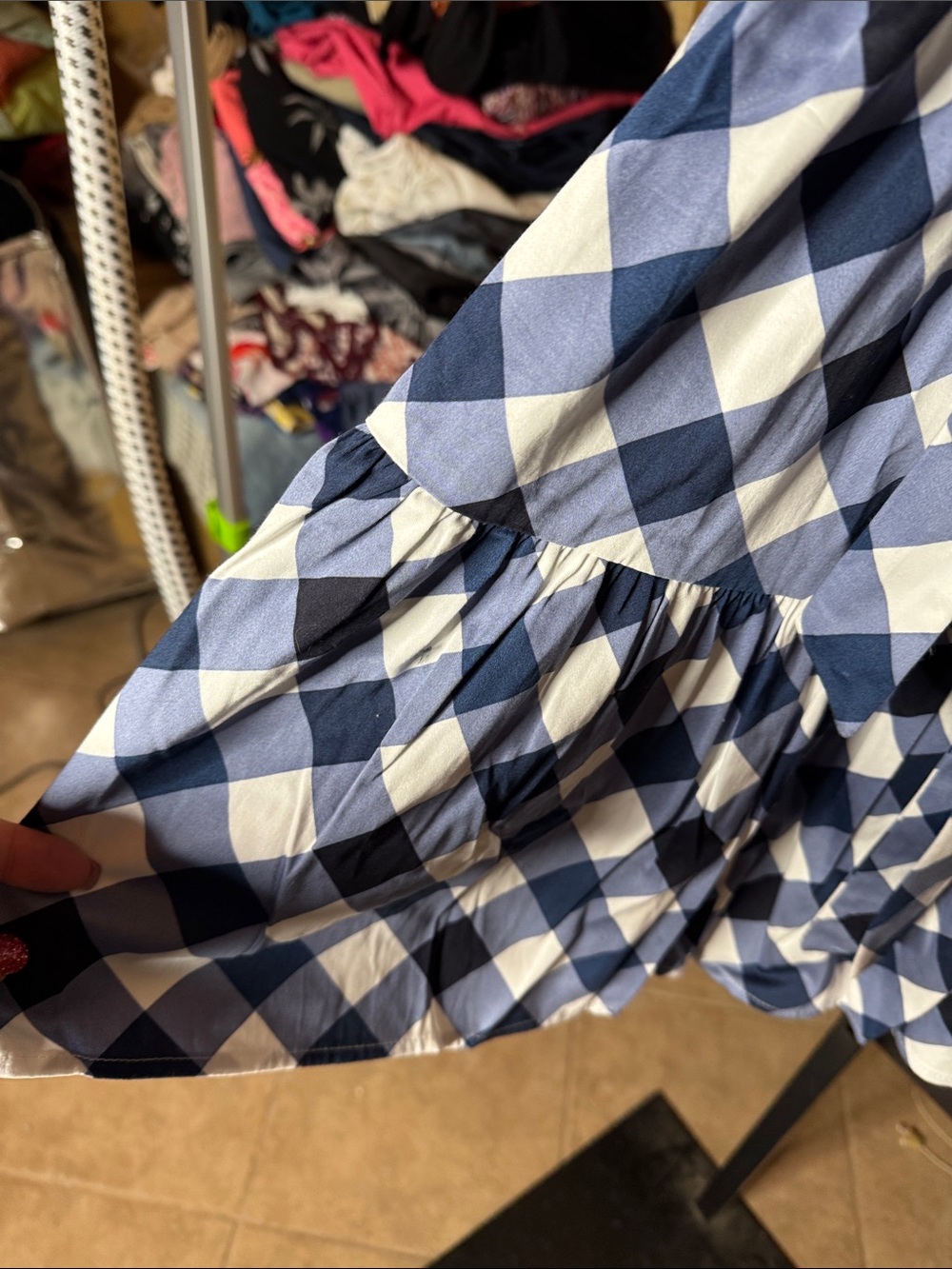 Tommy Hilfiger Blue White Buffalo Plaid Tiered Shirt Dress NWOT Size 2 - Picture 5 of 10